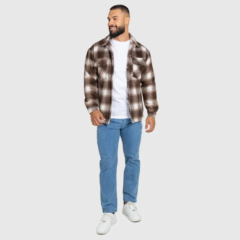 Férfi kockás ing Iron Aesthetics Timber brown/white-14