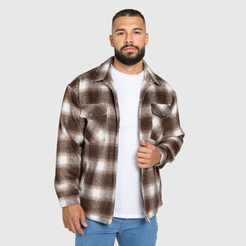 Férfi kockás ing Iron Aesthetics Timber brown/white-5