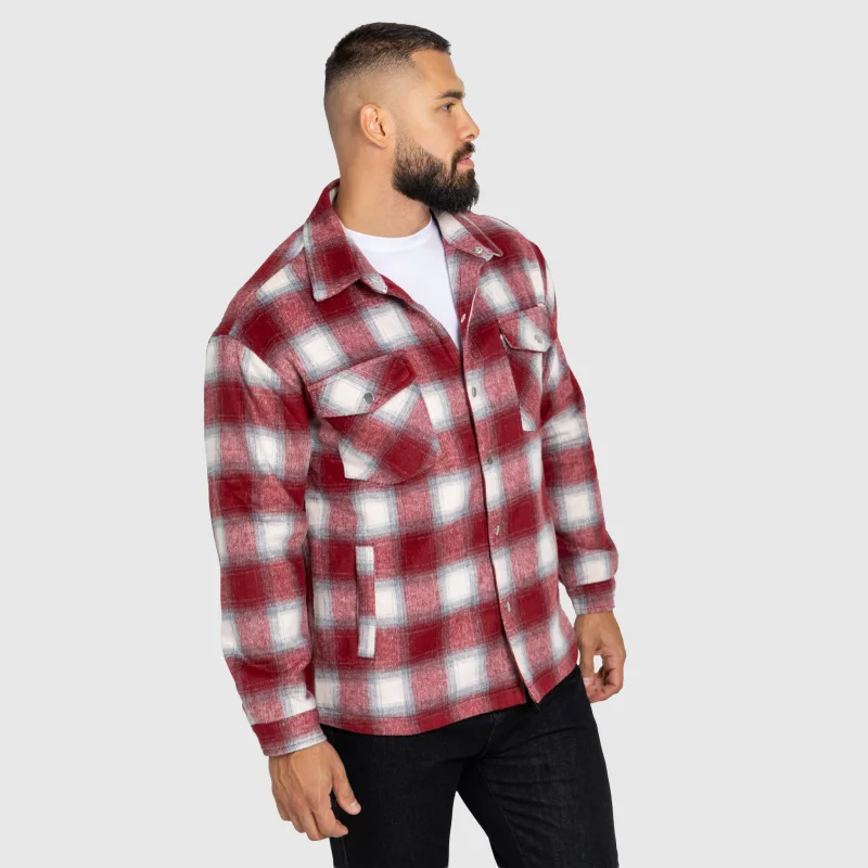 Férfi kockás ing Iron Aesthetics Timber, red/white-5