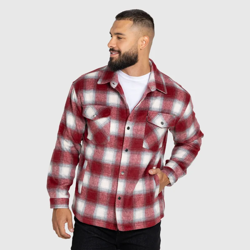 Férfi kockás ing Iron Aesthetics Timber, red/white-4