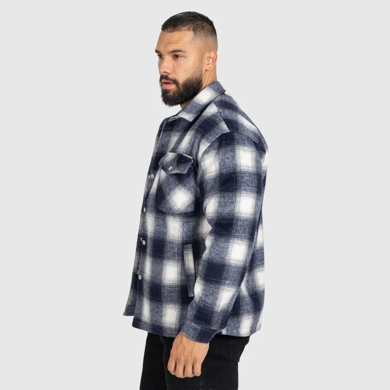 Férfi kockás ing Iron Aesthetics Timber, blue/white-3
