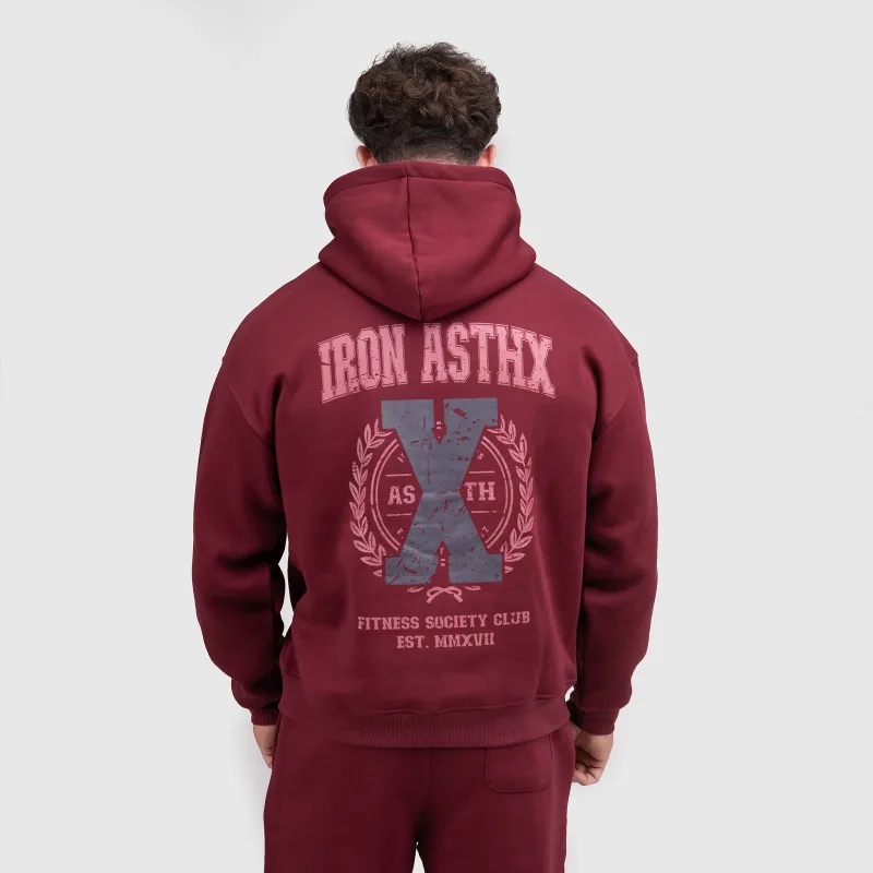 Férfi melegítőszett Iron Aesthetics X-Society, bordó-10