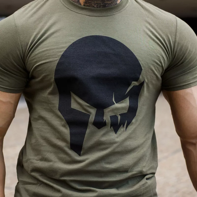 Ultrasoft póló Iron Aesthetics Skull, katonazöld-5
