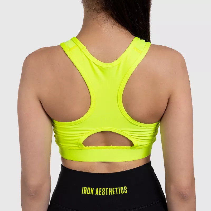 Női sportmelltartó - Iron Aesthetics, NEON YELLOW-2