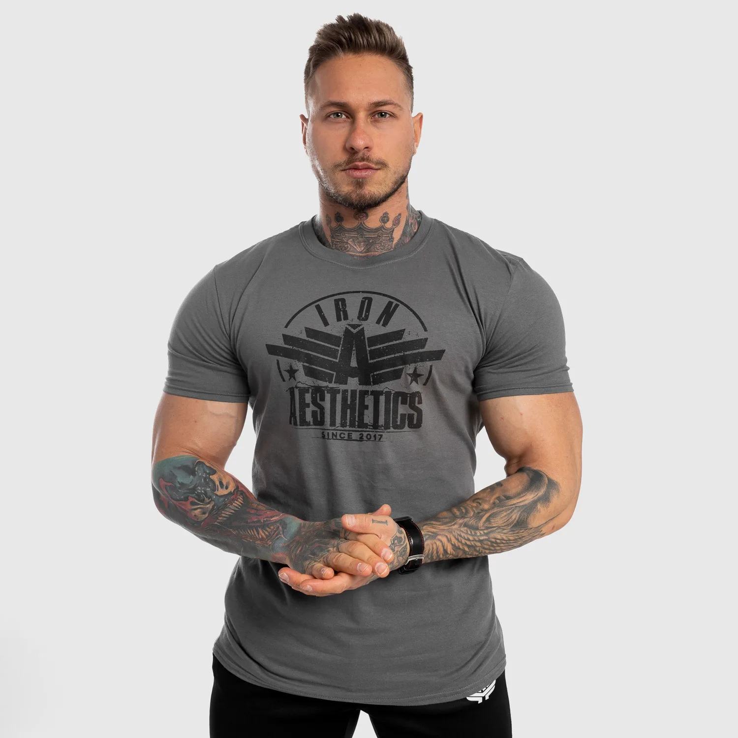 Férfi fitness póló Iron Aesthetics Force, szürke-1