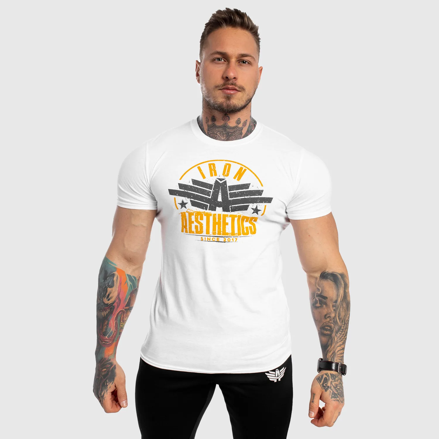 Férfi fitness póló Iron Aesthetics Force, fehér-1