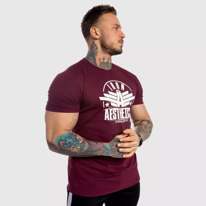 Férfi fitness póló Iron Aesthetics Force, bordó-4