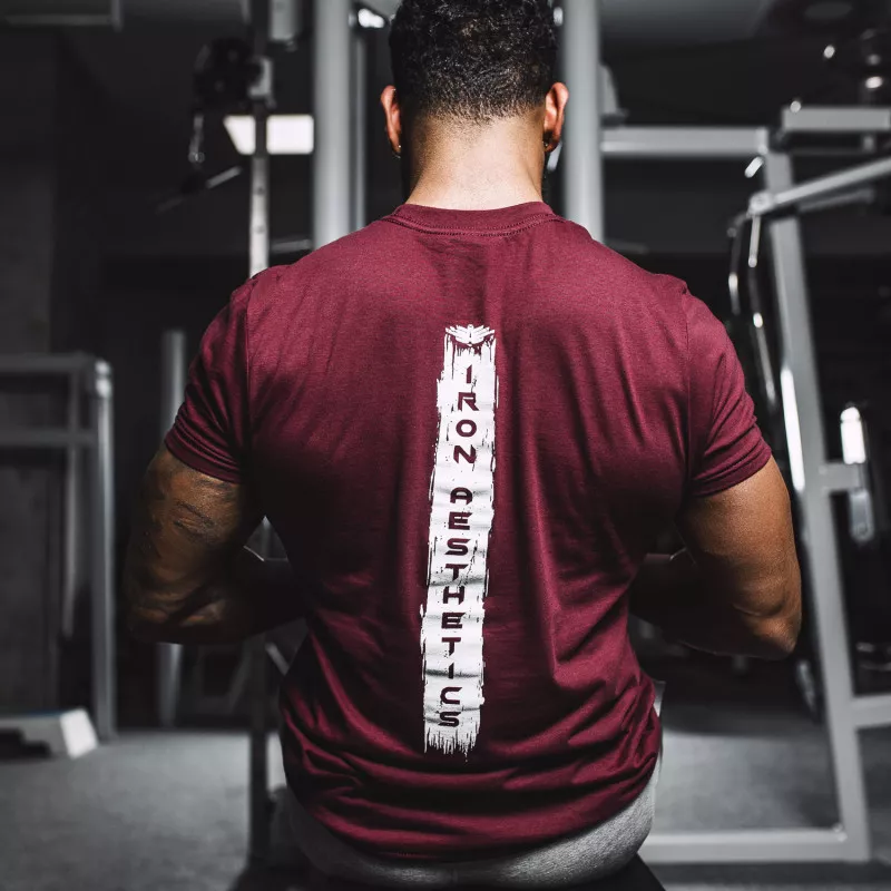 Férfi fitness póló Iron Aesthetics Force, bordó-3