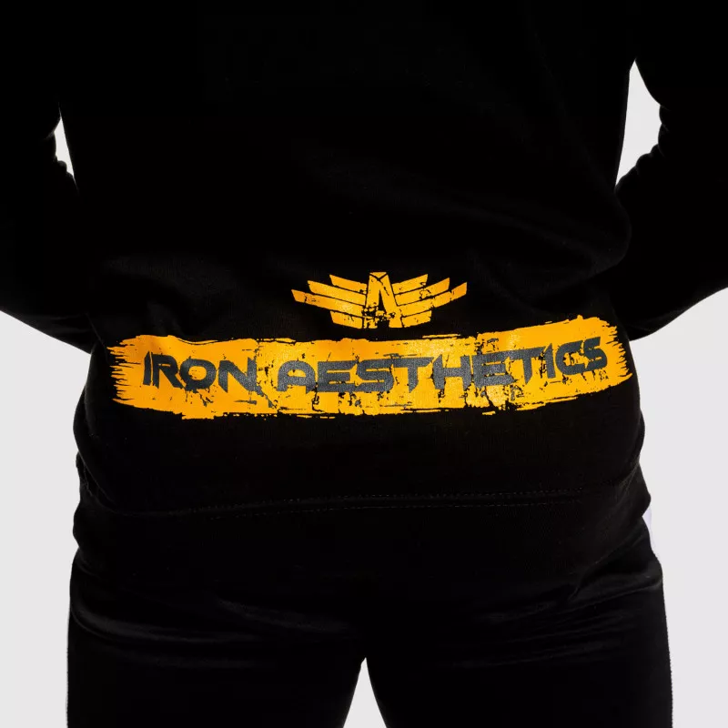 Fitness cipzár nélküli pulóver Iron Aesthetics Force, fekete-5