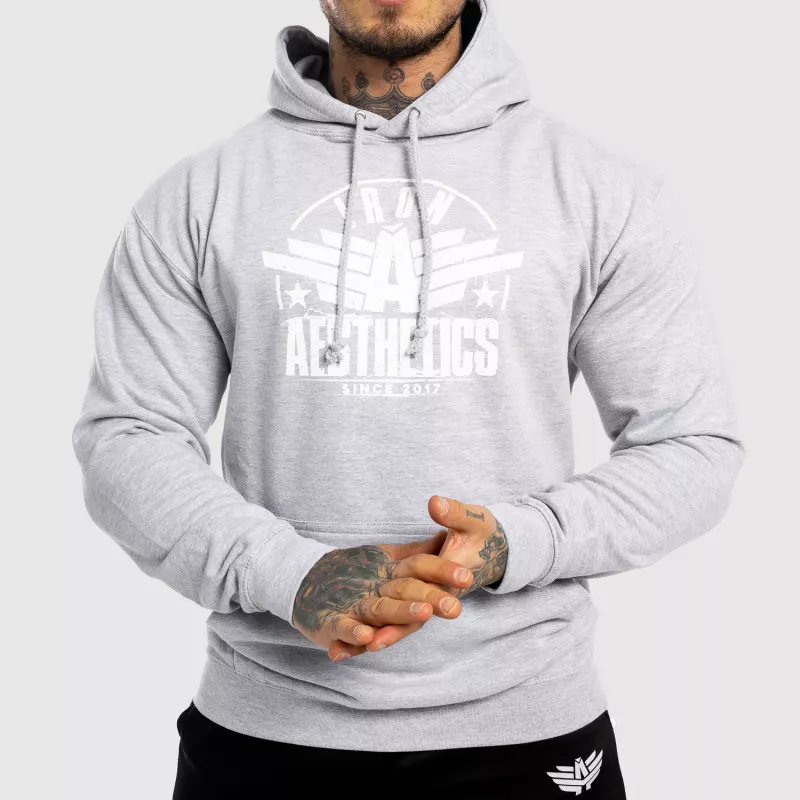 Fitness cipzár nélküli pulóver Iron Aesthetics Force, szürke-3
