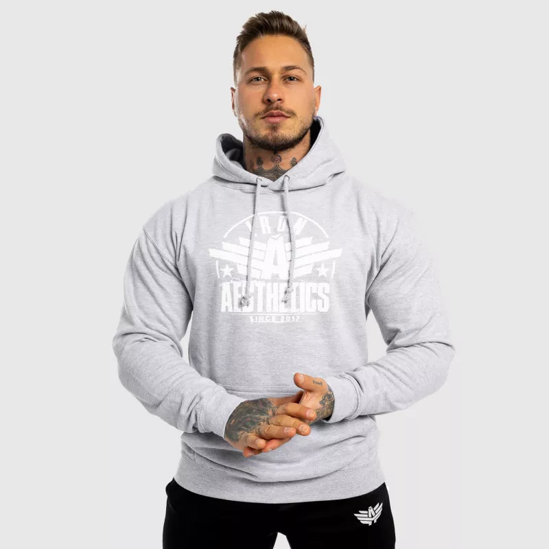 Fitness cipzár nélküli pulóver Iron Aesthetics Force, szürke-1