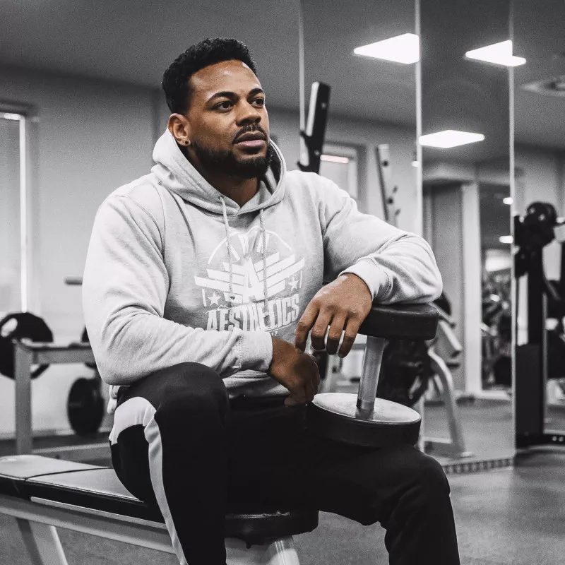 Fitness cipzár nélküli pulóver Iron Aesthetics Force, szürke-2