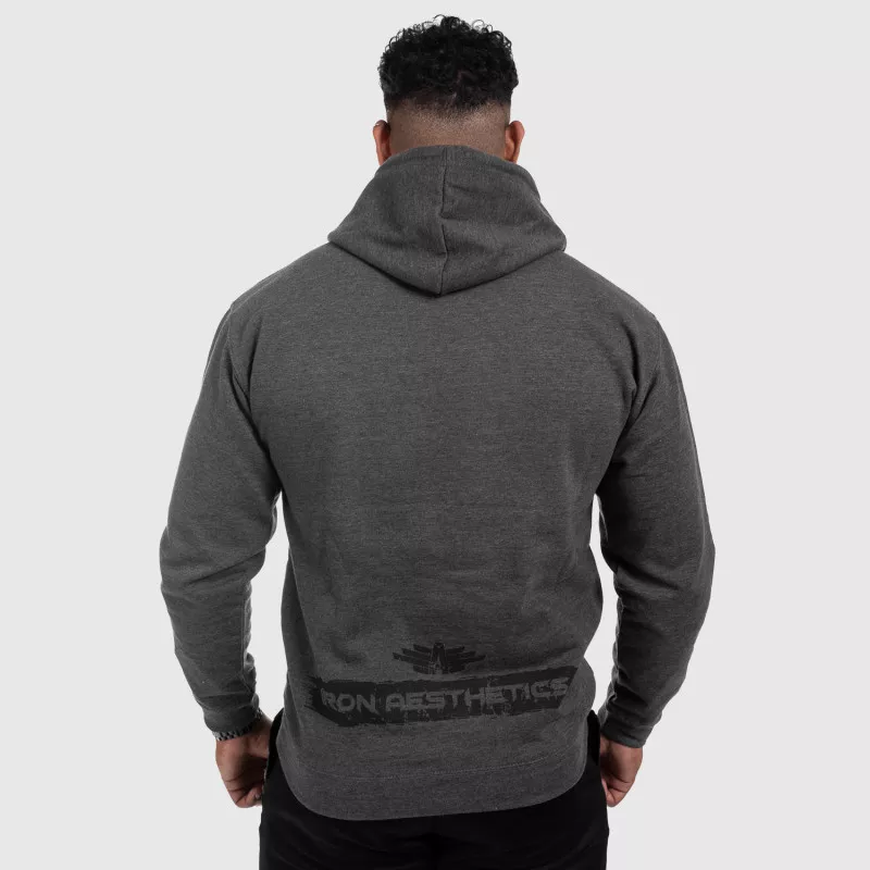 Fitness cipzár nélküli pulóver Iron Aesthetics Force, Charcoal Grey-2