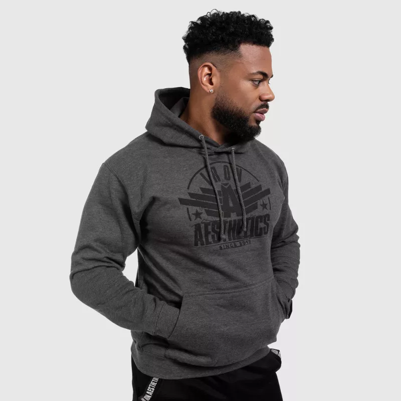 Fitness cipzár nélküli pulóver Iron Aesthetics Force, Charcoal Grey-3