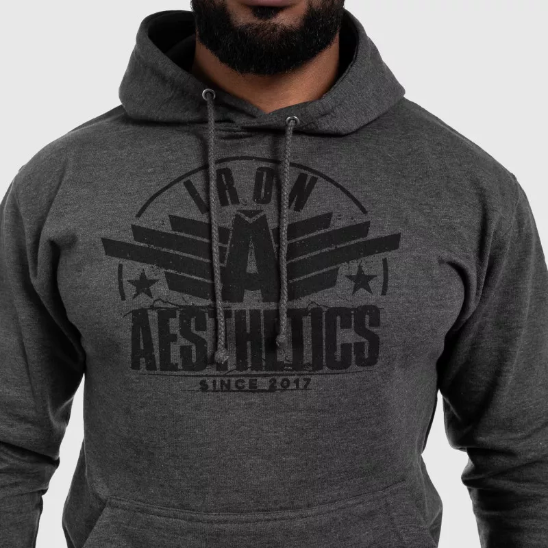 Fitness cipzár nélküli pulóver Iron Aesthetics Force, Charcoal Grey-4