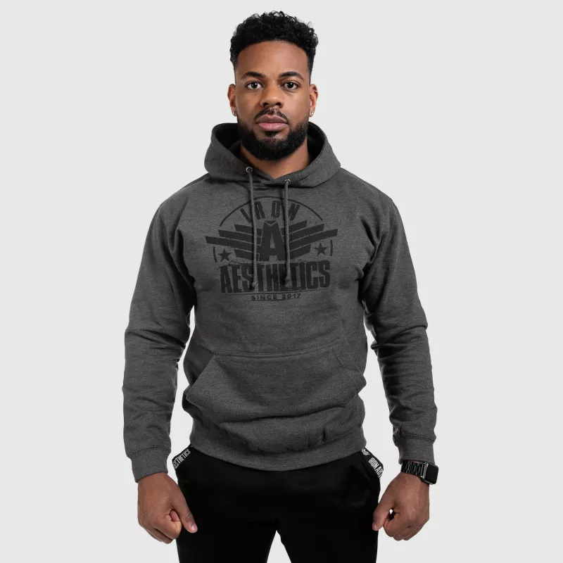 Fitness cipzár nélküli pulóver Iron Aesthetics Force, Charcoal Grey-7