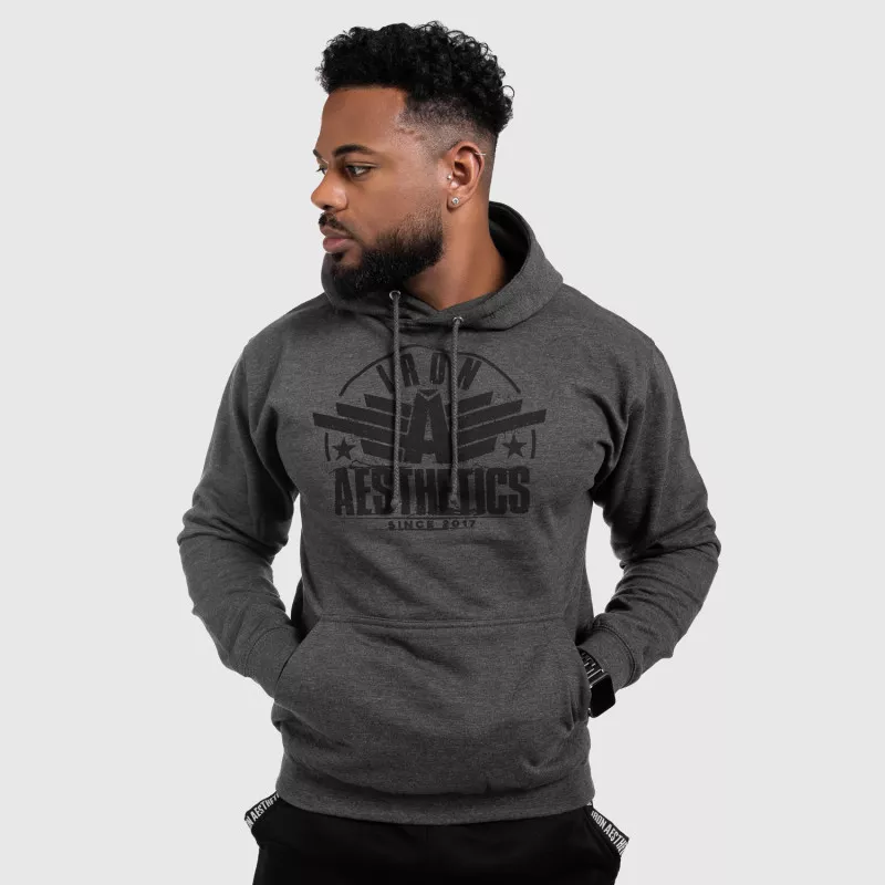 Fitness cipzár nélküli pulóver Iron Aesthetics Force, Charcoal Grey-8