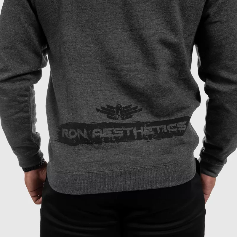 Fitness cipzár nélküli pulóver Iron Aesthetics Force, Charcoal Grey-10