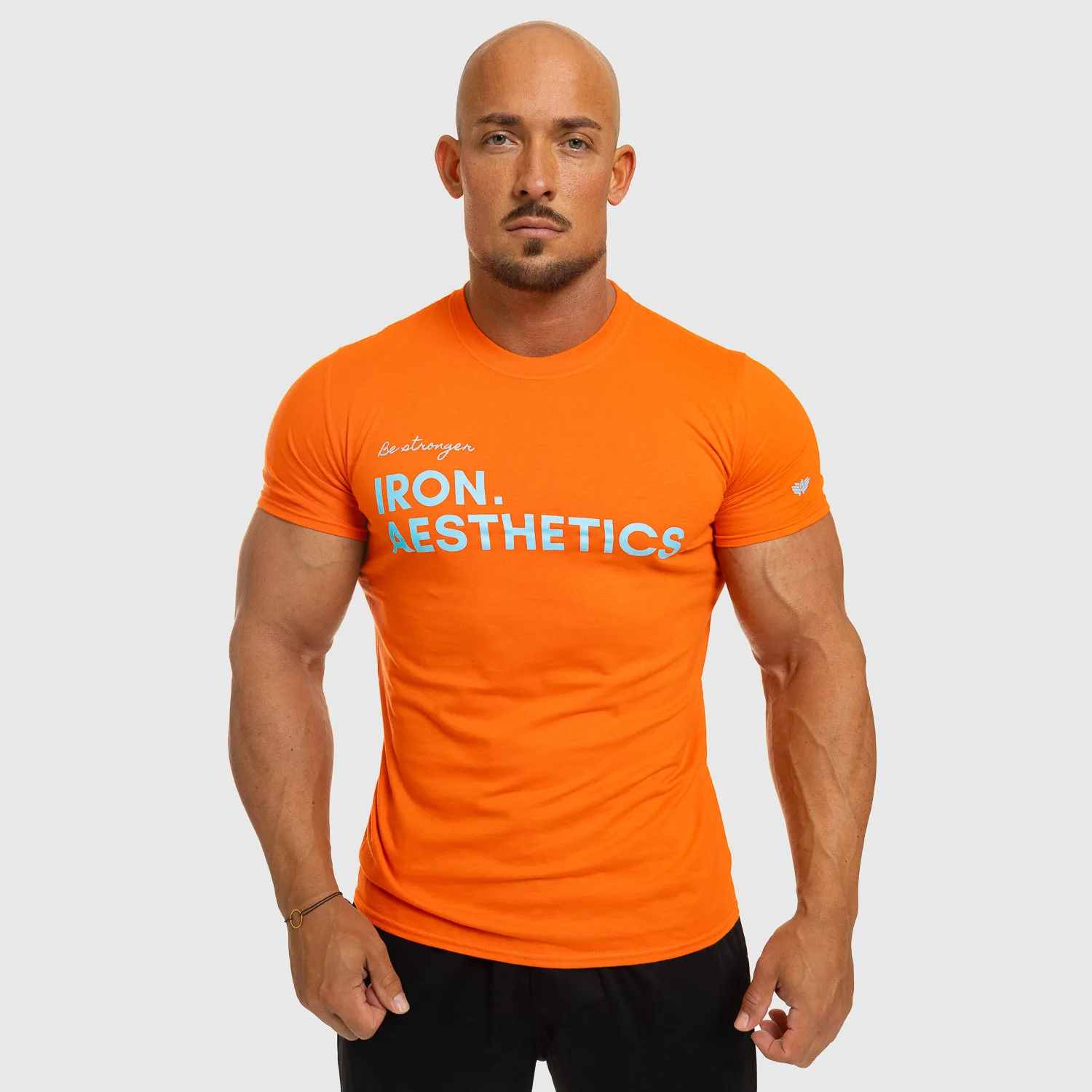 Férfi fitness póló Iron Aesthetics Be Stronger, narancssárga-1