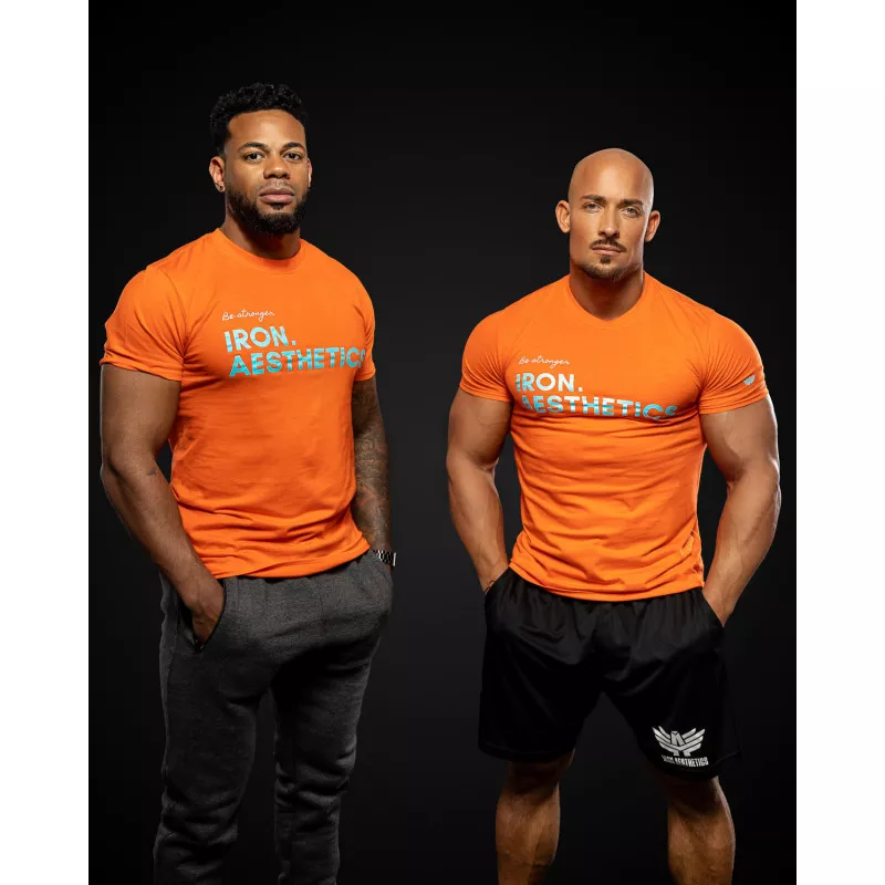 Férfi fitness póló Iron Aesthetics Be Stronger, narancssárga-9