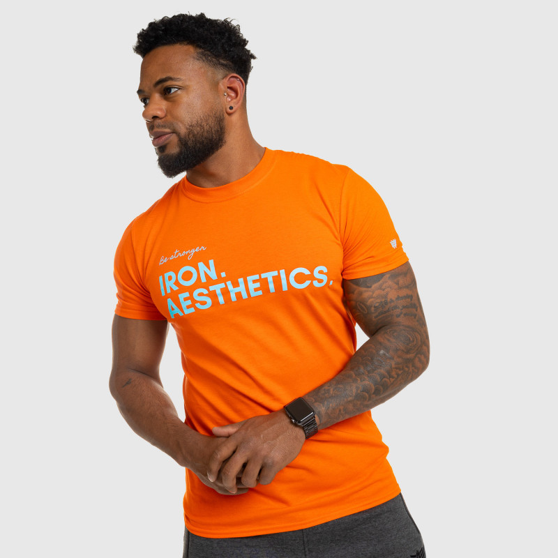 Férfi fitness póló Iron Aesthetics Be Stronger, narancssárga · záber 12