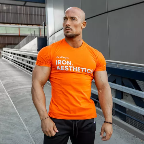 Férfi fitness póló Be Stronger, narancssárga