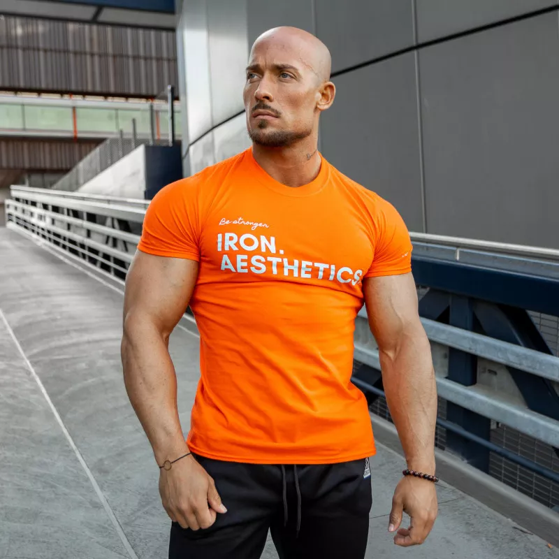 Férfi fitness póló Iron Aesthetics Be Stronger, narancssárga-2
