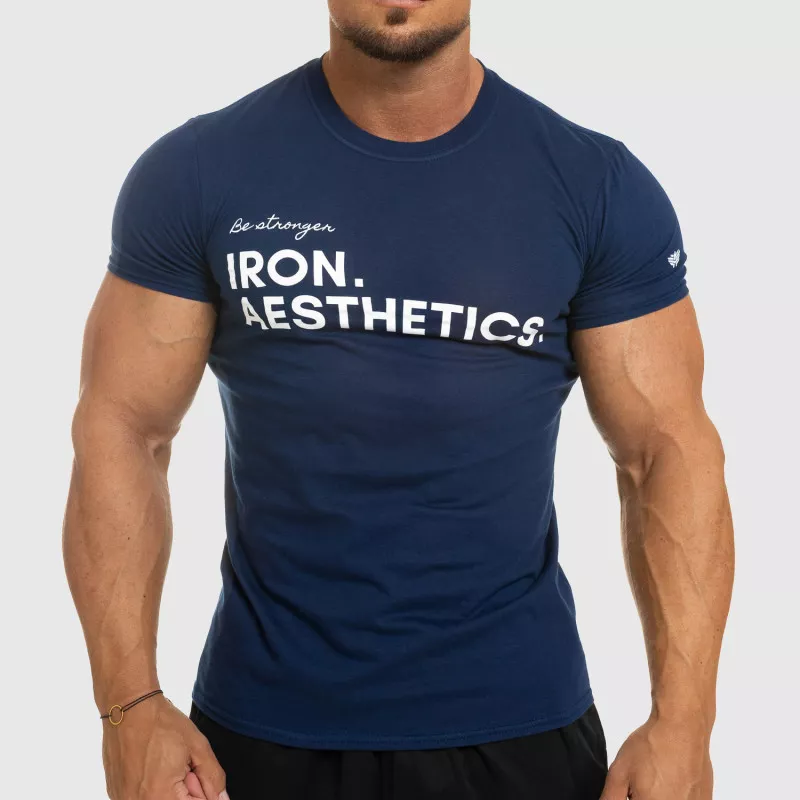 Férfi fitness póló Iron Aesthetics Be Stronger, kék-2