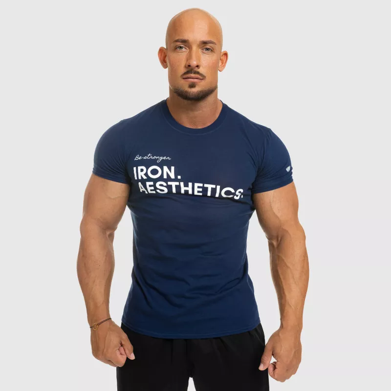 Férfi fitness póló Iron Aesthetics Be Stronger, kék-1
