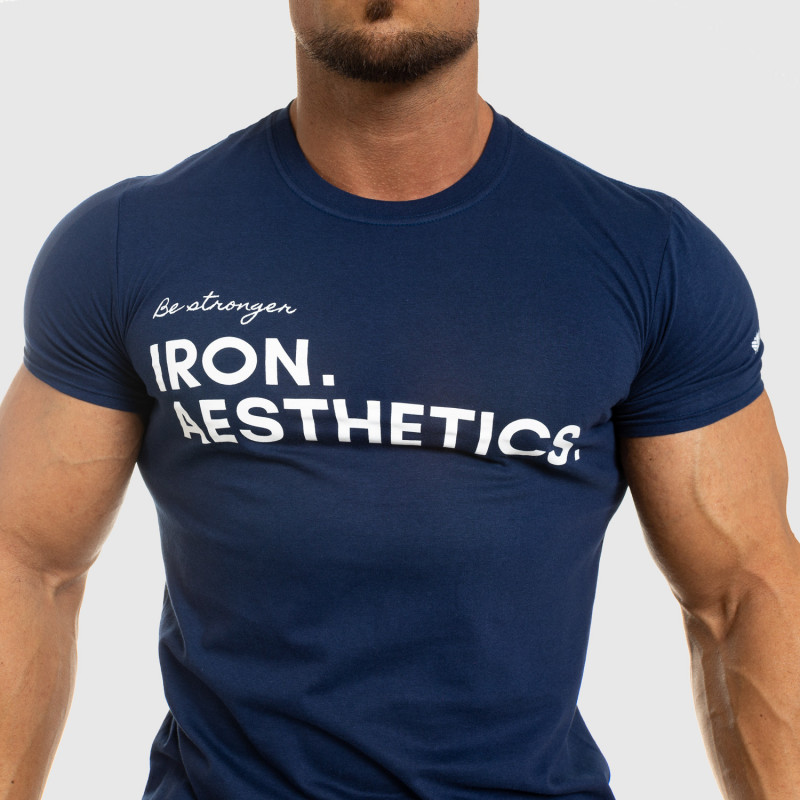 Férfi fitness póló Iron Aesthetics Be Stronger, kék · záber 6