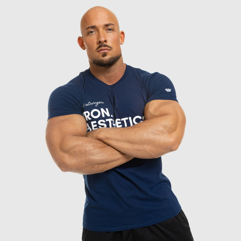 Férfi fitness póló Iron Aesthetics Be Stronger, kék · záber 8