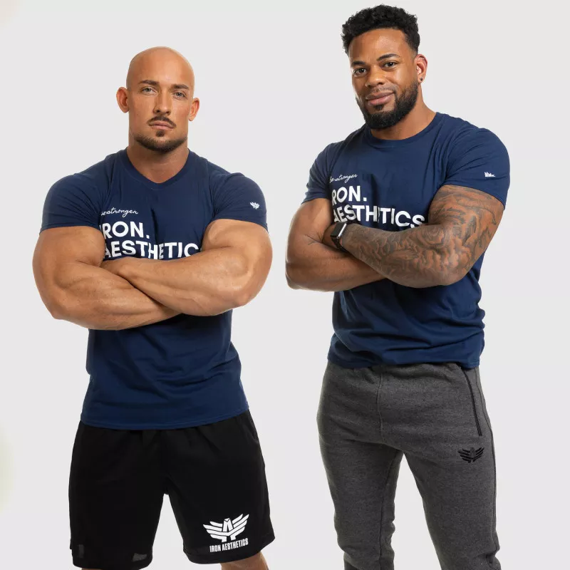 Férfi fitness póló Iron Aesthetics Be Stronger, kék-10