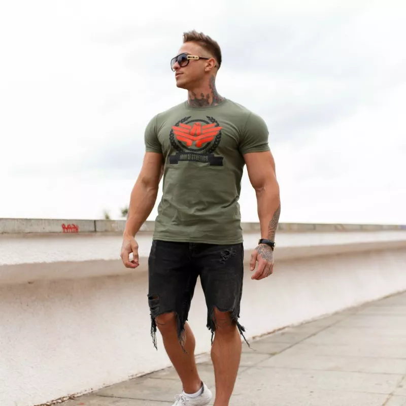 Férfi fitness póló Iron Aesthetics Triumph, katonazöld-2