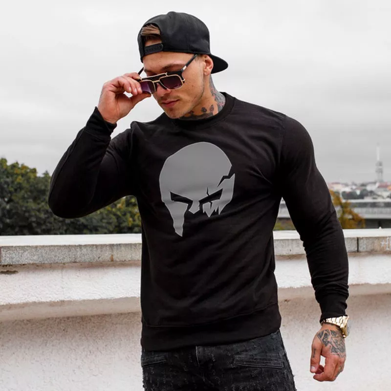 Kapucni nélküli pulóver Iron Aesthetics SKULL, B&G-1