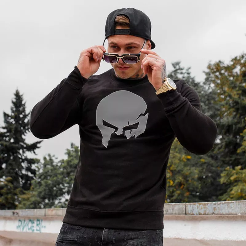 Kapucni nélküli pulóver Iron Aesthetics SKULL, B&G-3