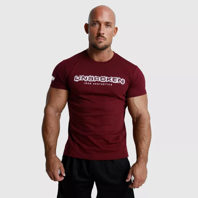 Férfi fitness póló Iron Aesthetics Unbroken, bordó-1
