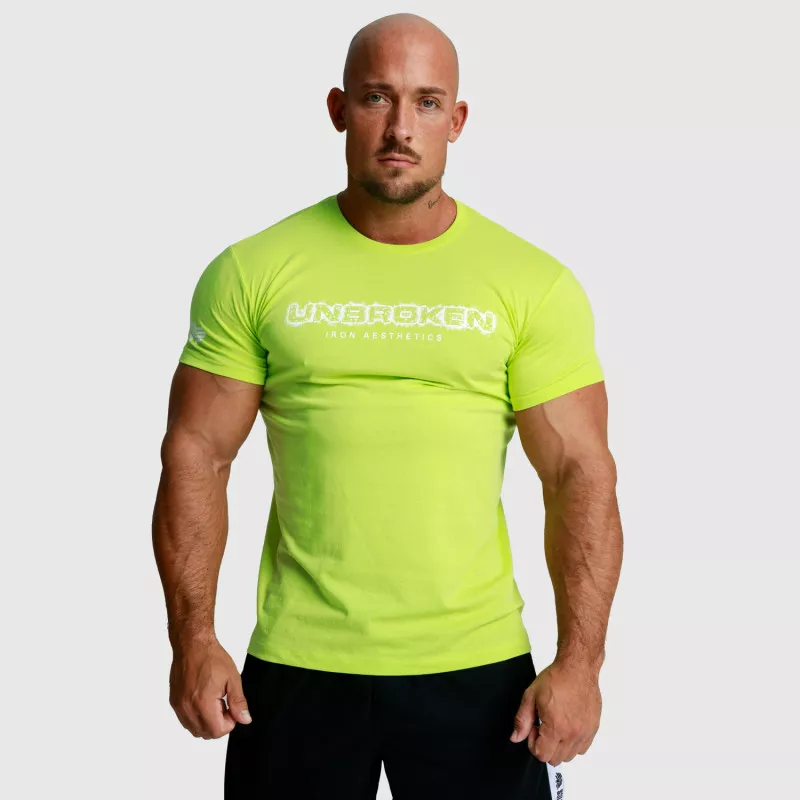 Férfi fitness póló Iron Aesthetics Unbroken, lime zöld-1