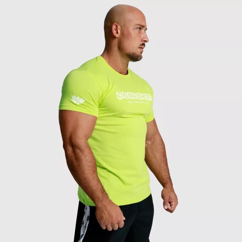 Férfi fitness póló Iron Aesthetics Unbroken, lime zöld-6
