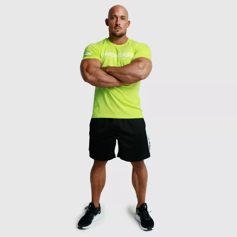 Férfi fitness póló Iron Aesthetics Unbroken, lime zöld-5