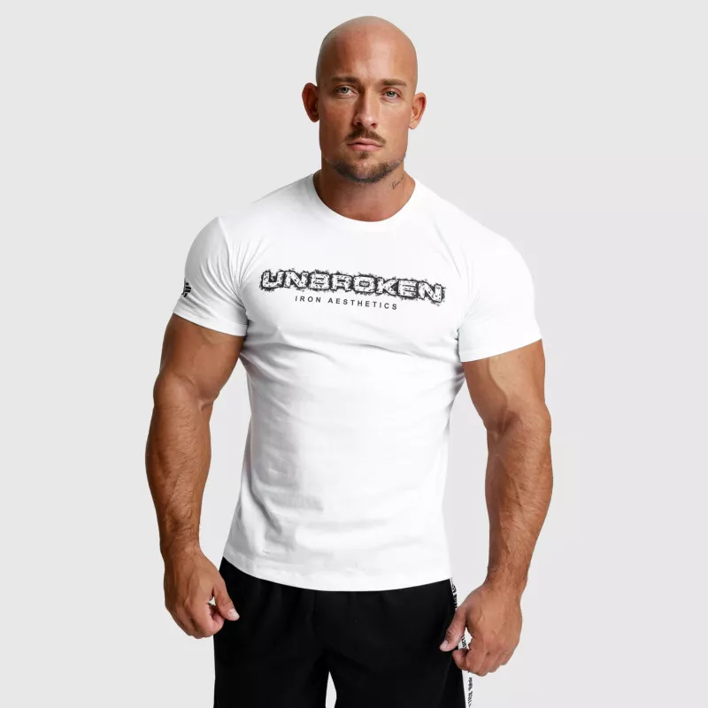 Férfi fitness póló Iron Aesthetics Unbroken, fehér-1