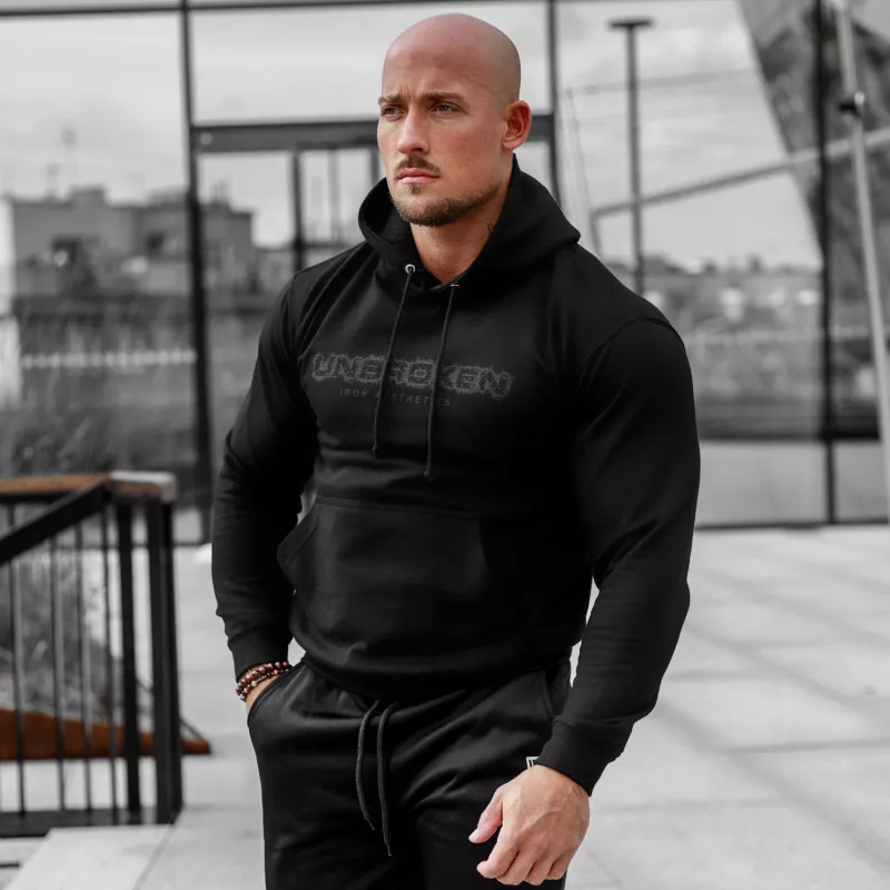 Fitness pulóver cipzár nélkül Iron Aesthetics Unbroken, fekete-2