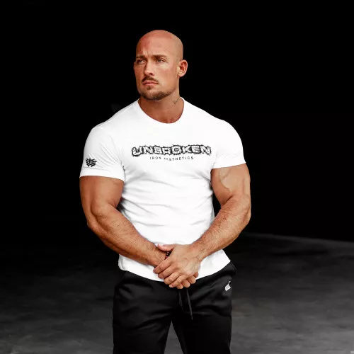Férfi fitness póló Unbroken, fehér