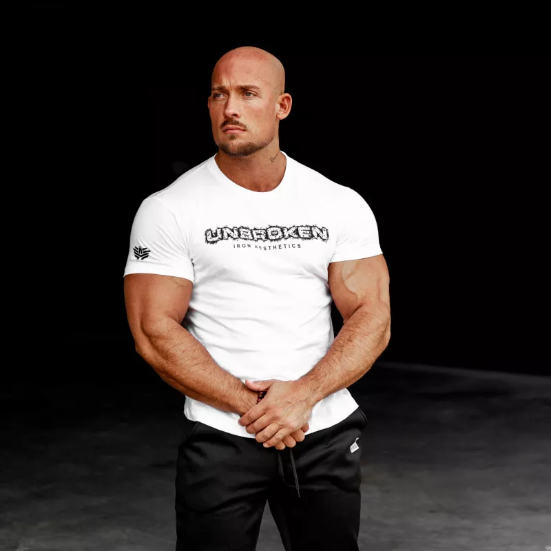 Férfi fitness póló Iron Aesthetics Unbroken, fehér-2
