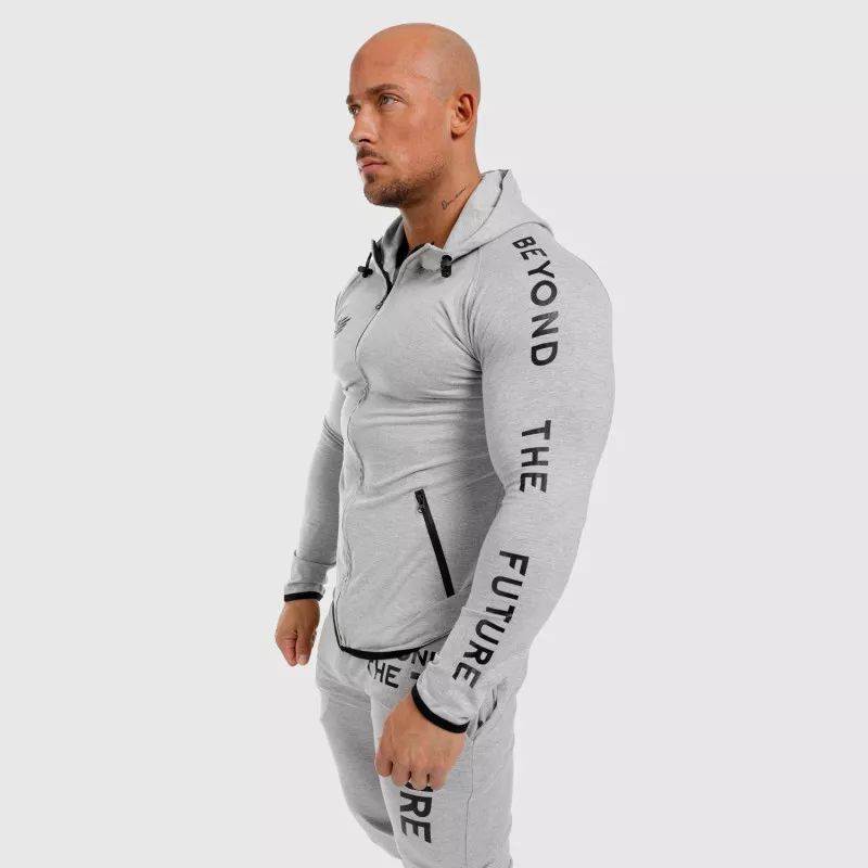 Férfi Slim Fit pulcsi Beyond the Future, szürke-5