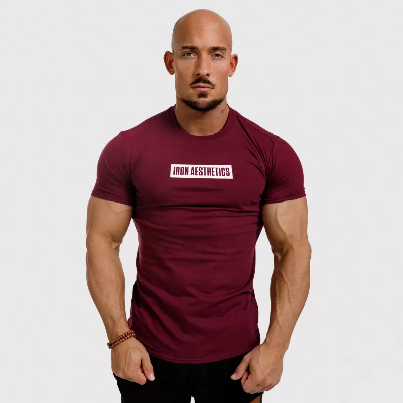 Férfi fitness póló Iron Aesthetics Boxed, bordó-1
