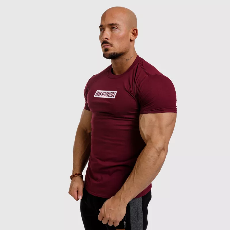 Férfi fitness póló Iron Aesthetics Boxed, bordó-3