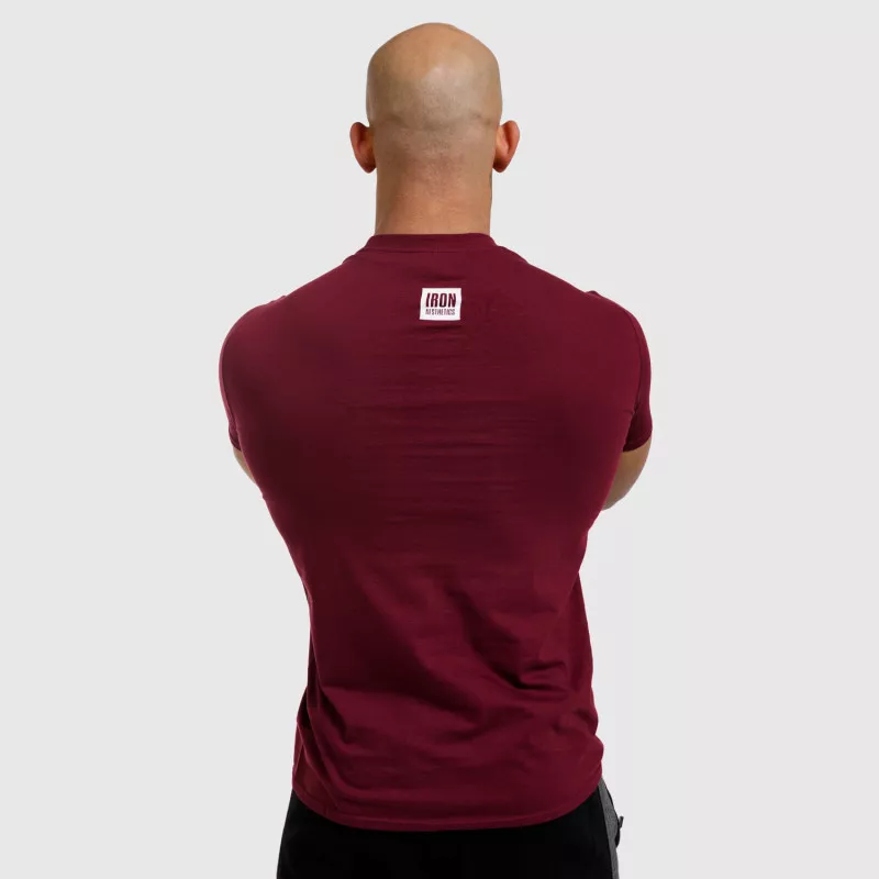Férfi fitness póló Iron Aesthetics Boxed, bordó-4
