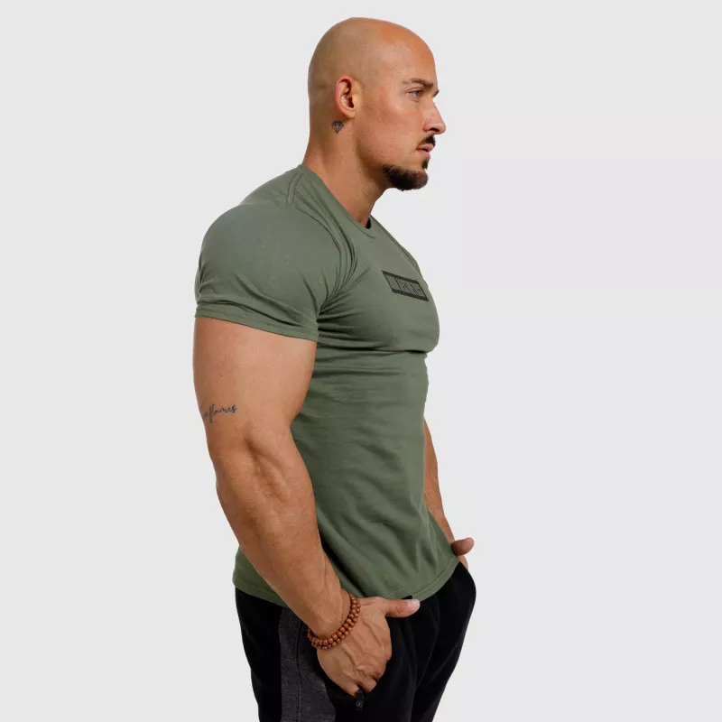 Férfi fitness póló Iron Aesthetics Boxed, katonazöld-5