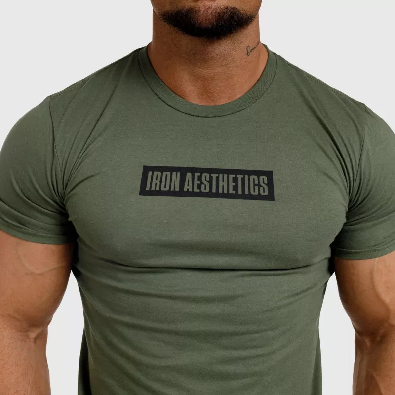 Férfi fitness póló Iron Aesthetics Boxed, katonazöld-2
