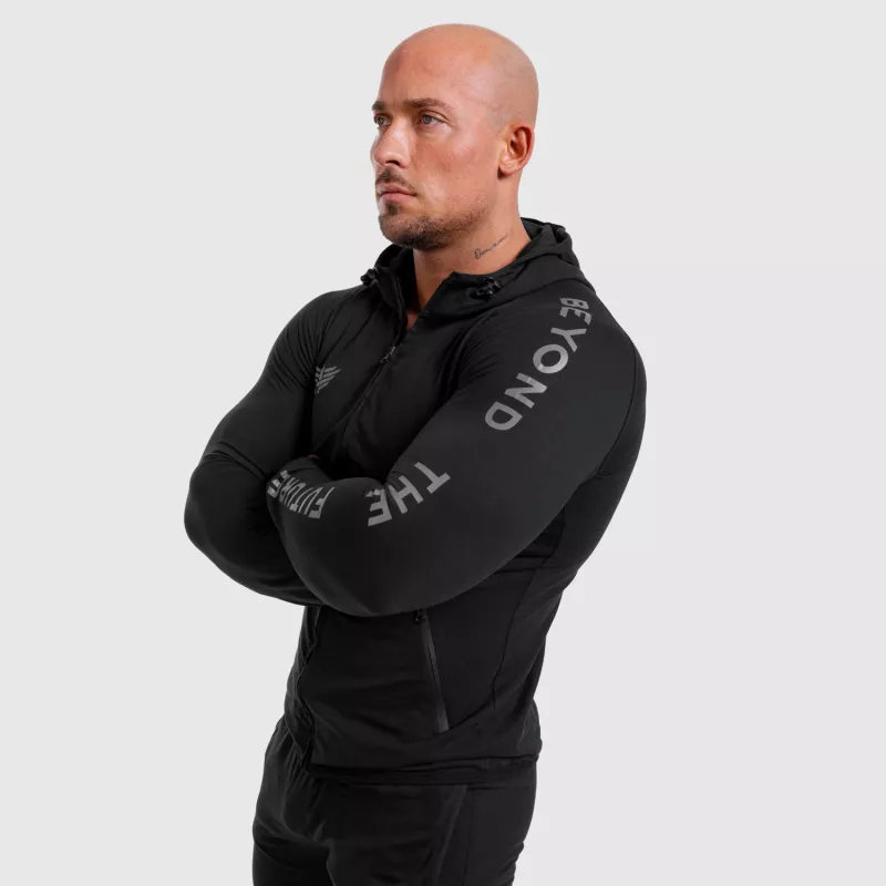 Férfi Slim Fit pulcsi Beyond the Future, fekete-3